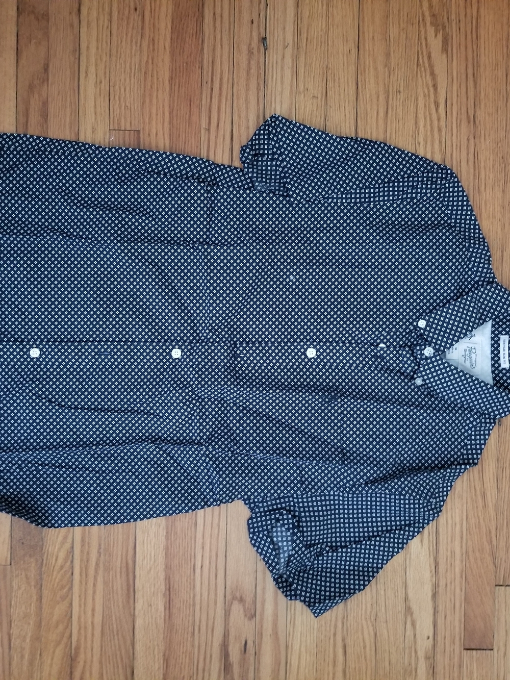 Original Penguin Navy Blue Dot-Print Short-Sleeve Shirt